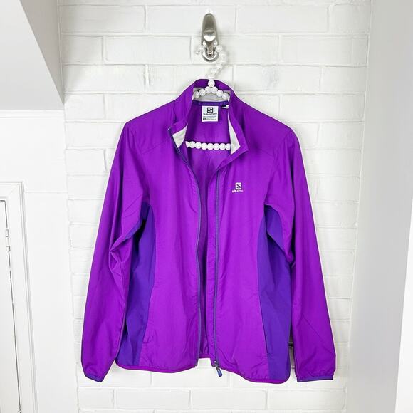 Salomon Purple Clima Wind Lightweight Zip Up Jacket Size S - Picture 1 of 6